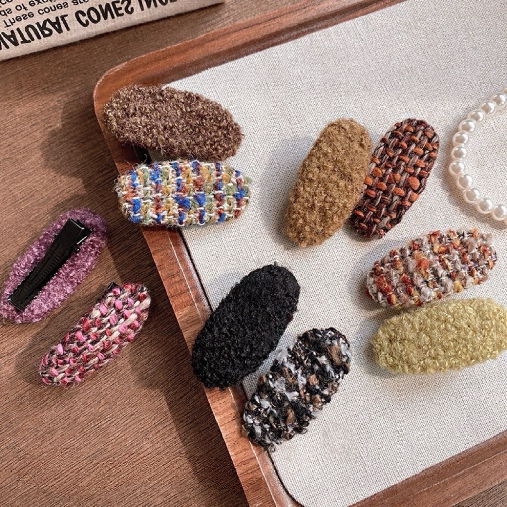 𝓨𝓪𝓷𝓰𝓑𝓲🕊️【秋冬毛呢素色髮夾兩件套】邊夾 瀏海夾 V455-細節圖9