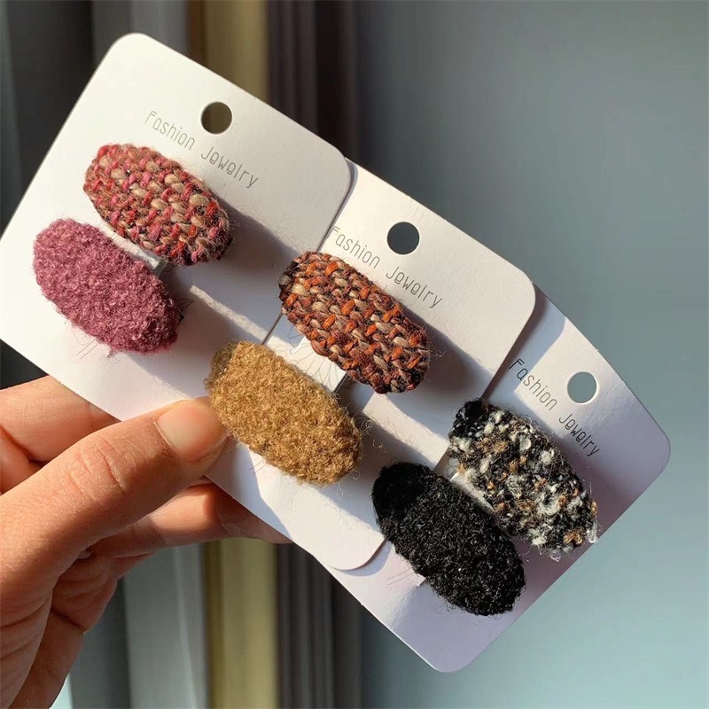 𝓨𝓪𝓷𝓰𝓑𝓲🕊️【秋冬毛呢素色髮夾兩件套】邊夾 瀏海夾 V455-細節圖10