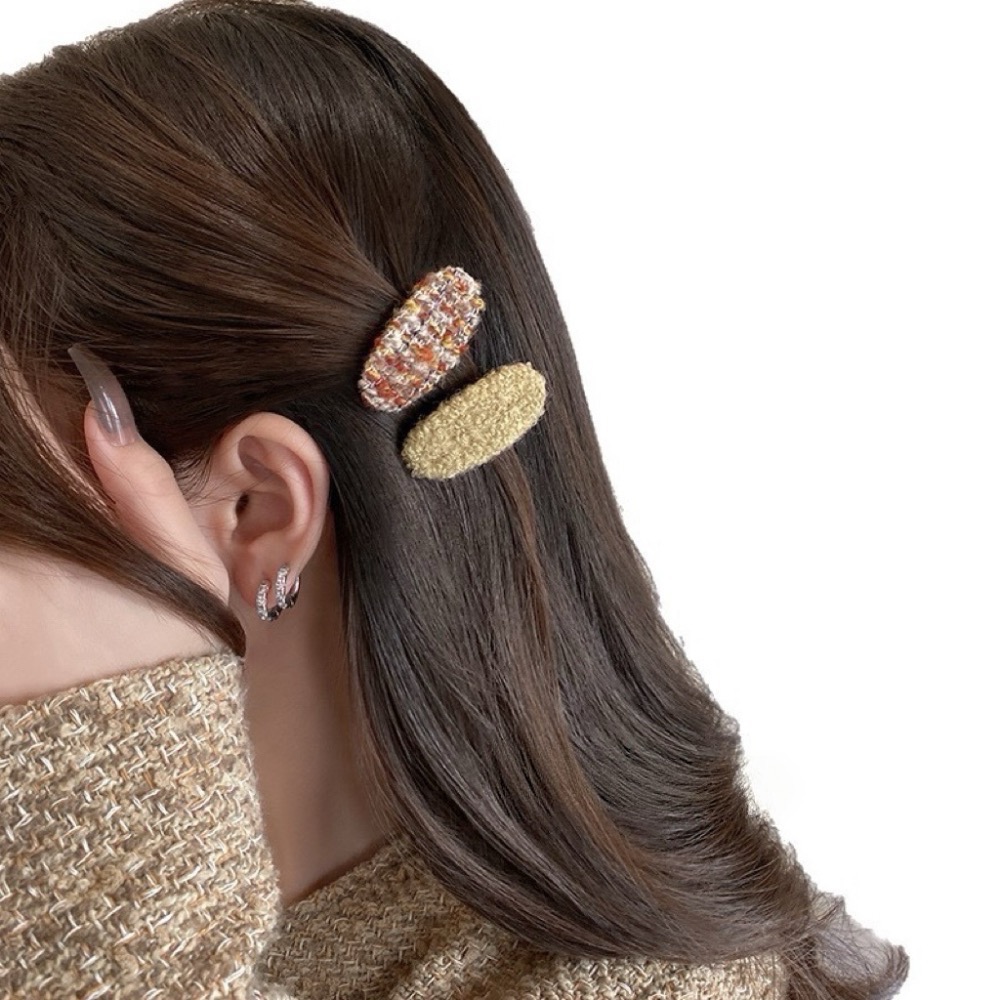 𝓨𝓪𝓷𝓰𝓑𝓲🕊️【秋冬毛呢素色髮夾兩件套】邊夾 瀏海夾 V455-細節圖5