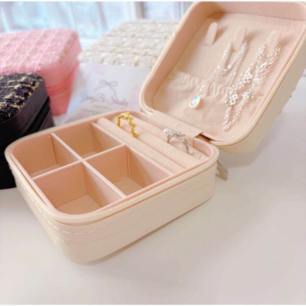 𝓨𝓪𝓷𝓰𝓑𝓲🩰【毛呢千鳥格飾品收納盒 便攜式飾品盒】 C70-細節圖6