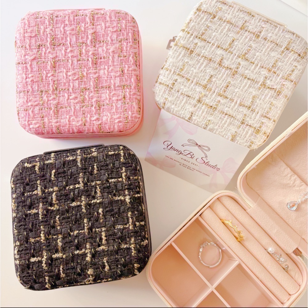 𝓨𝓪𝓷𝓰𝓑𝓲🩰【毛呢千鳥格飾品收納盒 便攜式飾品盒】 C70-細節圖4