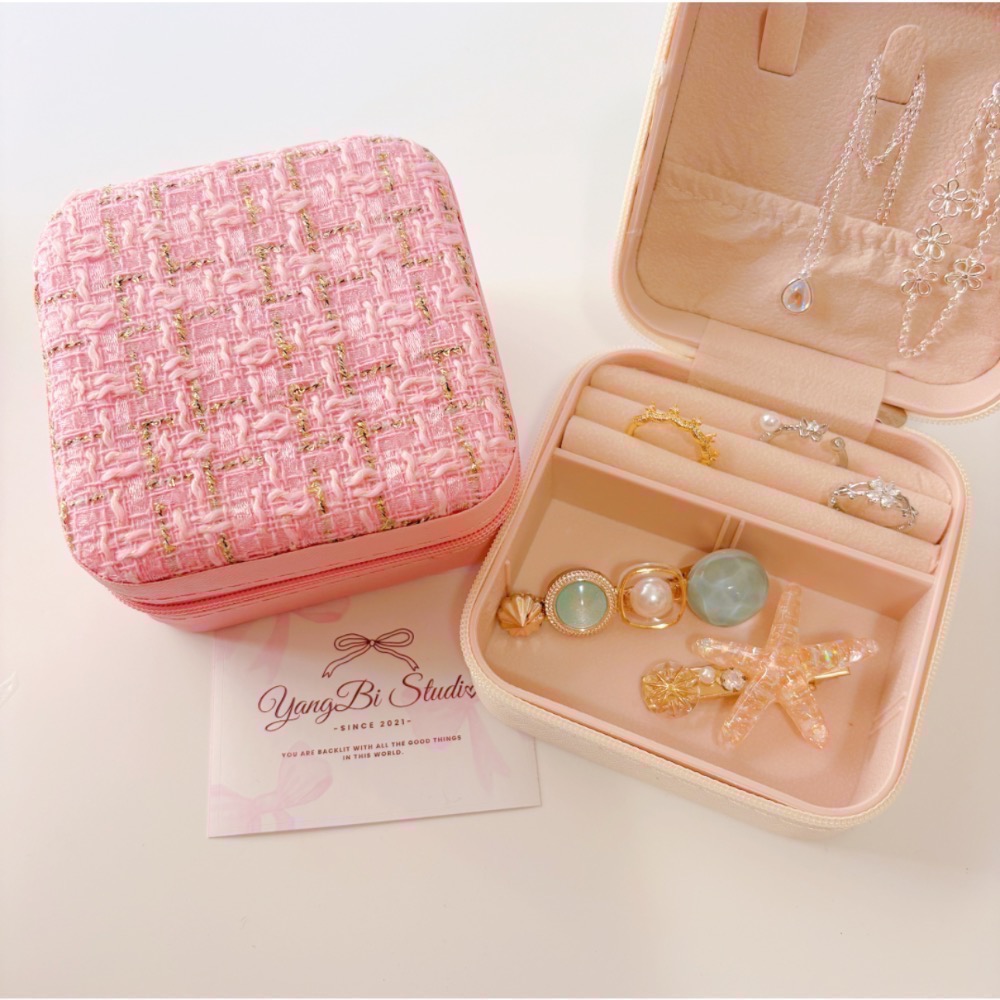 𝓨𝓪𝓷𝓰𝓑𝓲🩰【毛呢千鳥格飾品收納盒 便攜式飾品盒】 C70-細節圖11