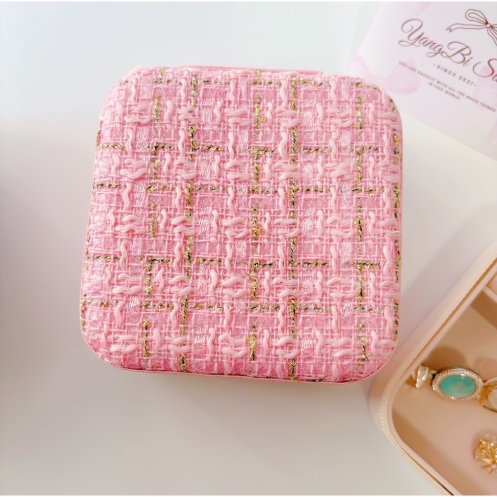 𝓨𝓪𝓷𝓰𝓑𝓲🩰【毛呢千鳥格飾品收納盒 便攜式飾品盒】 C70-規格圖11