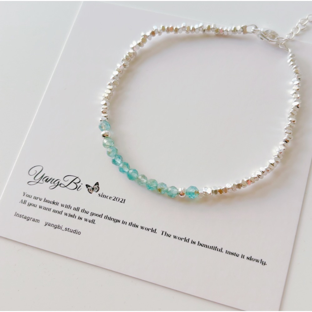 𝓨𝓪𝓷𝓰𝓑𝓲🕊️ 【夢想幻境 碎銀子海藍寶手鍊】 Y923-細節圖3