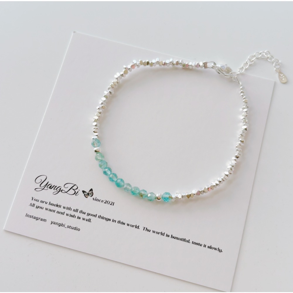 𝓨𝓪𝓷𝓰𝓑𝓲🕊️ 【夢想幻境 碎銀子海藍寶手鍊】 Y923-細節圖4