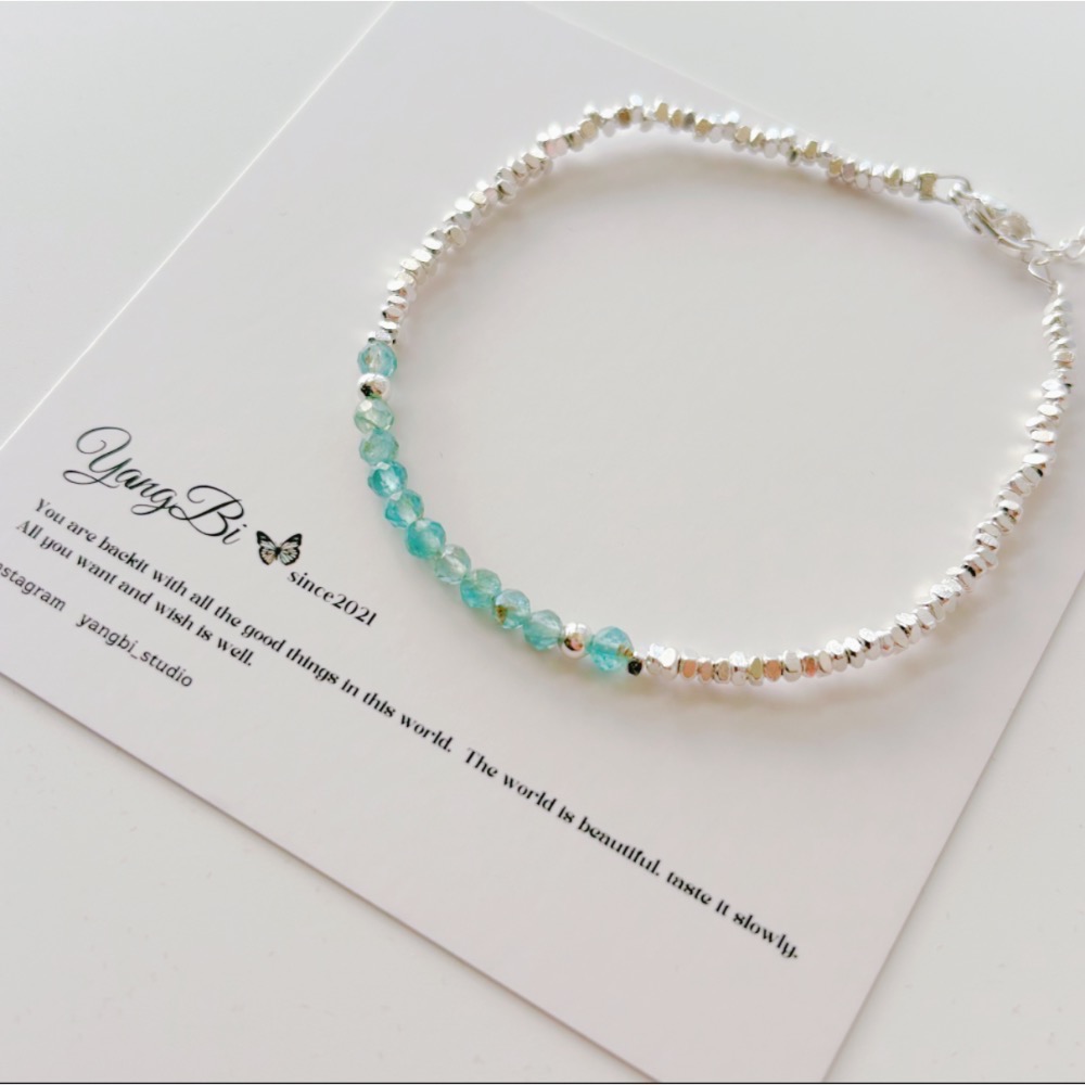 𝓨𝓪𝓷𝓰𝓑𝓲🕊️ 【夢想幻境 碎銀子海藍寶手鍊】 Y923-細節圖7