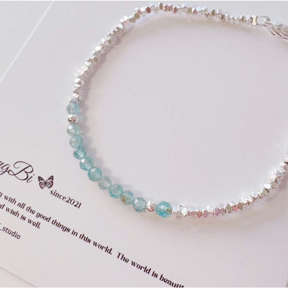 𝓨𝓪𝓷𝓰𝓑𝓲🕊️ 【夢想幻境 碎銀子海藍寶手鍊】 Y923-細節圖8