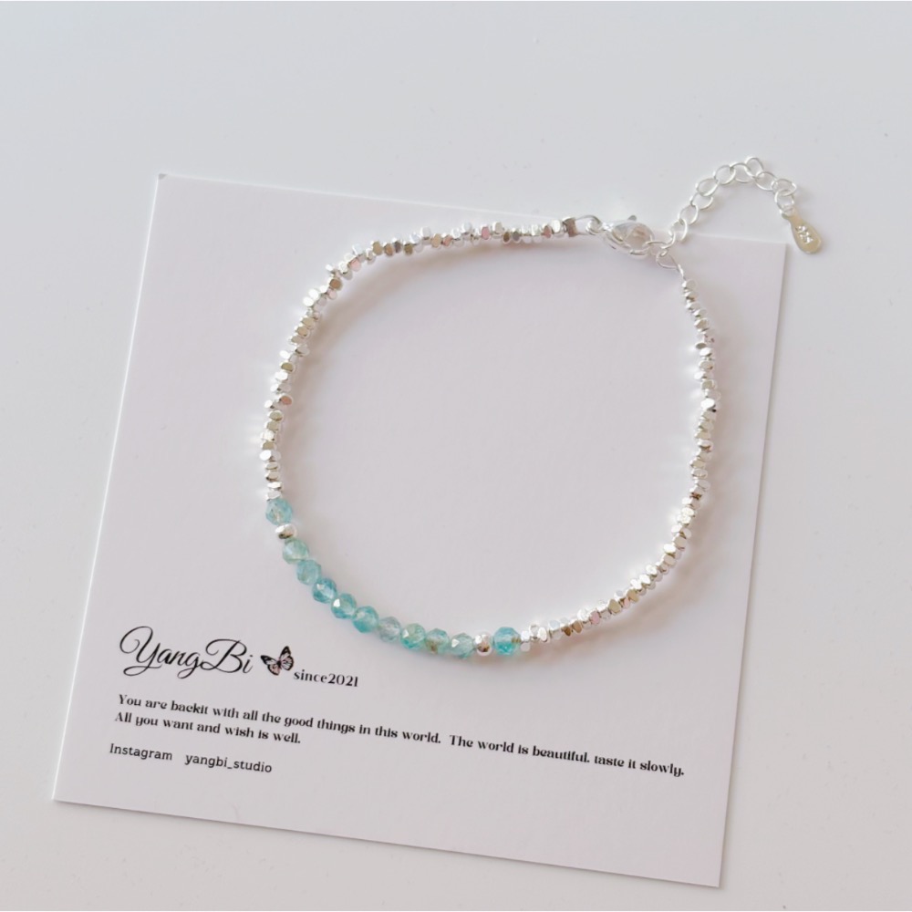 𝓨𝓪𝓷𝓰𝓑𝓲🕊️ 【夢想幻境 碎銀子海藍寶手鍊】 Y923-細節圖11