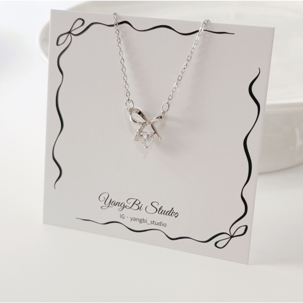 𝓨𝓪𝓷𝓰𝓑𝓲🕊️ 【晶漾蝴蝶結水鑽愛心項鍊】 Y928-細節圖9