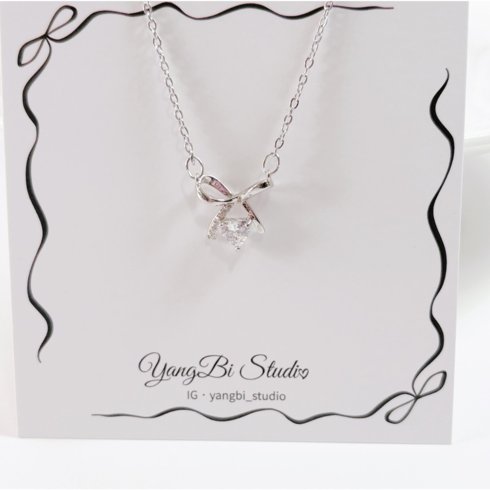 𝓨𝓪𝓷𝓰𝓑𝓲🕊️ 【晶漾蝴蝶結水鑽愛心項鍊】 Y928-細節圖10