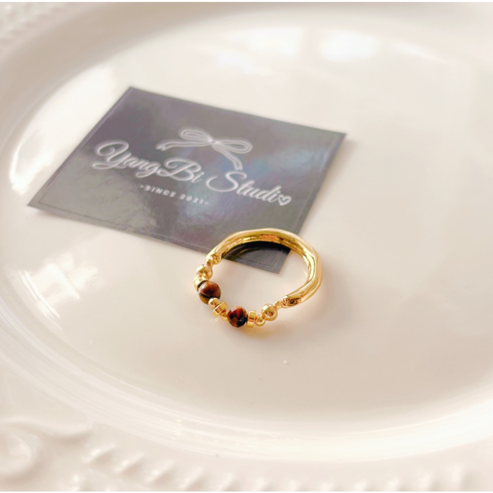 𝓨𝓪𝓷𝓰𝓑𝓲🕊️925【美拉德虎眼不規則串珠戒指】 Y930-細節圖5