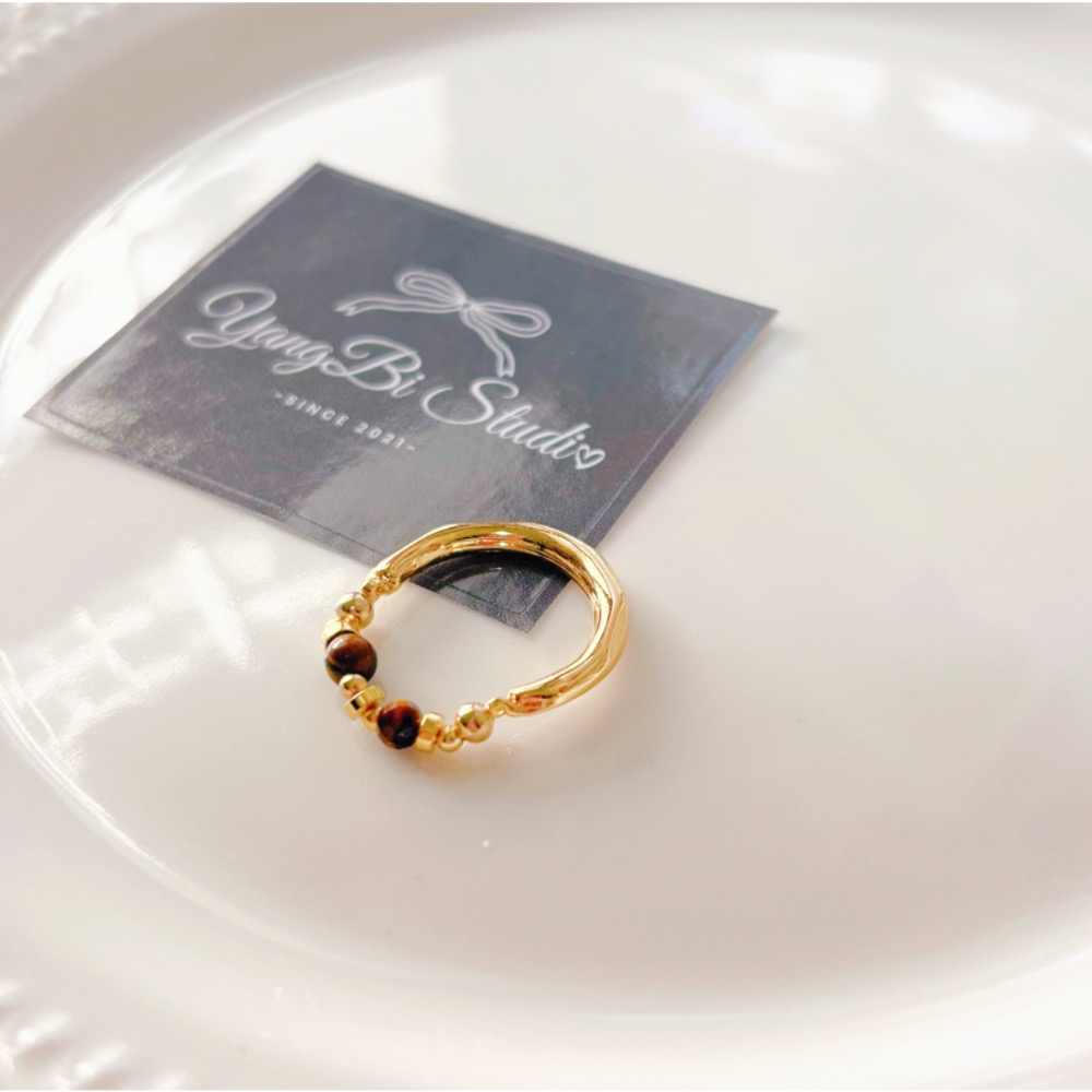 𝓨𝓪𝓷𝓰𝓑𝓲🕊️925【美拉德虎眼不規則串珠戒指】 Y930-細節圖7