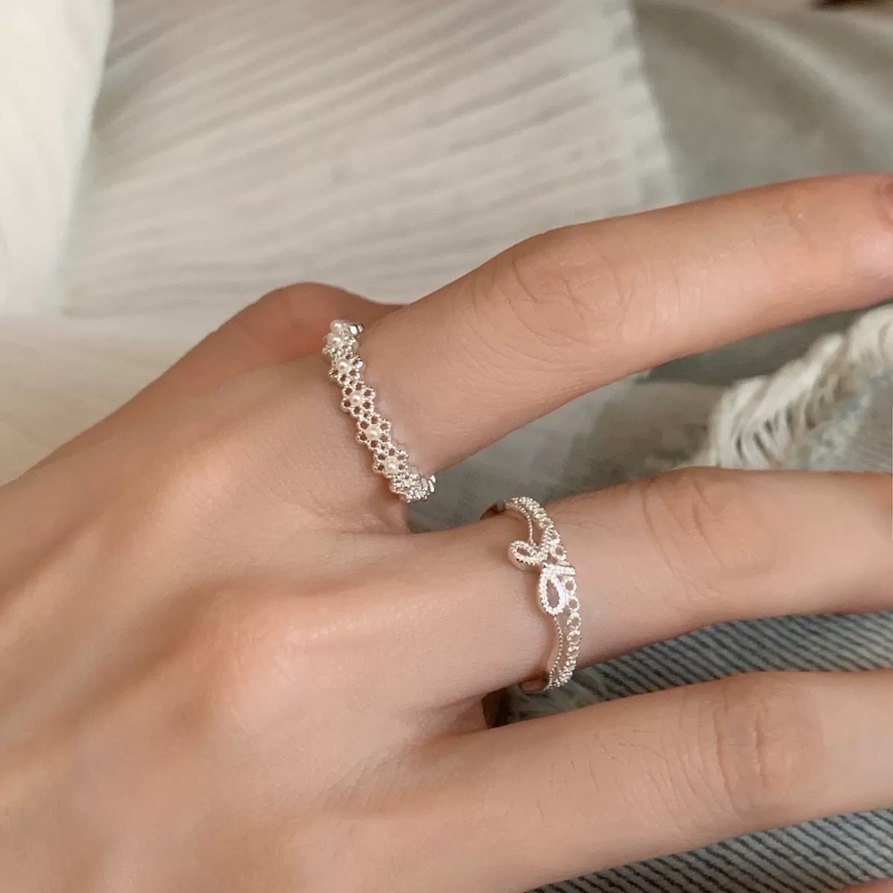 𝓨𝓪𝓷𝓰𝓑𝓲🕊️【珍珠小圓花蝴蝶結花邊戒指】 Y931-細節圖9