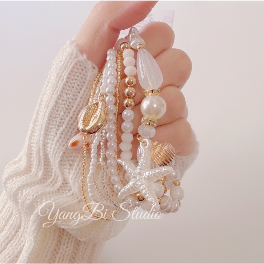 𝓨𝓪𝓷𝓰𝓑𝓲🕊️【八件組🏖️海星珍珠貝殼手鍊】 Y933-細節圖3