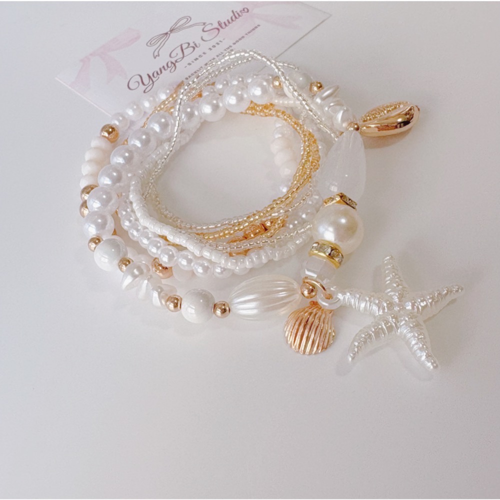𝓨𝓪𝓷𝓰𝓑𝓲🕊️【八件組🏖️海星珍珠貝殼手鍊】 Y933-細節圖4