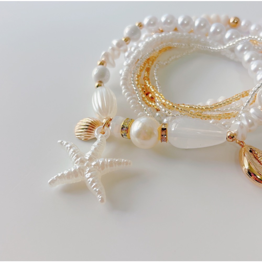 𝓨𝓪𝓷𝓰𝓑𝓲🕊️【八件組🏖️海星珍珠貝殼手鍊】 Y933-細節圖9