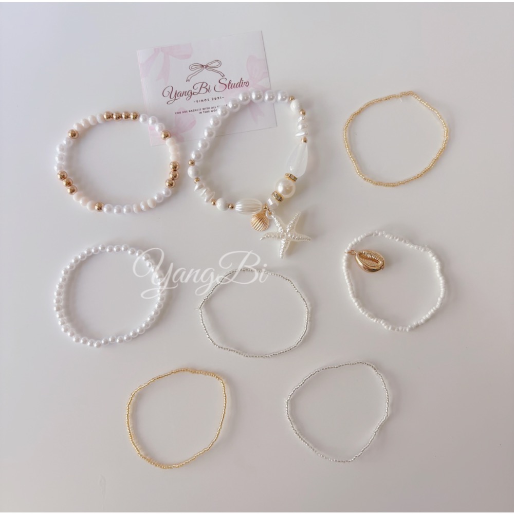 𝓨𝓪𝓷𝓰𝓑𝓲🕊️【八件組🏖️海星珍珠貝殼手鍊】 Y933-細節圖11