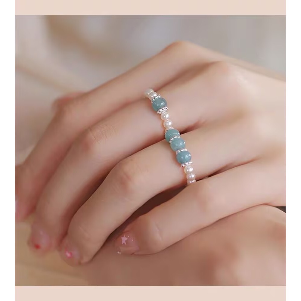 𝓨𝓪𝓷𝓰𝓑𝓲🕊️【海藍寶🩵珍珠串珠工藝戒指】 Y934-細節圖3