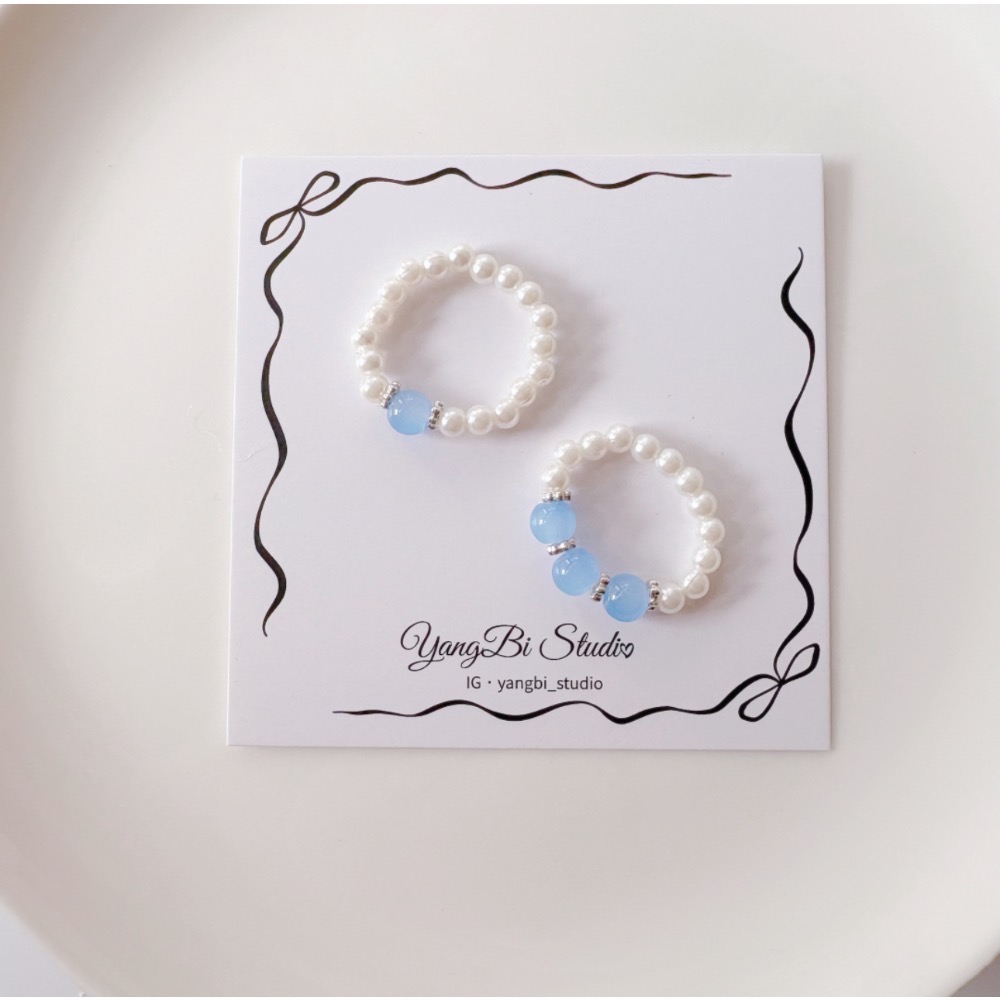 𝓨𝓪𝓷𝓰𝓑𝓲🕊️【海藍寶🩵珍珠串珠工藝戒指】 Y934-細節圖4