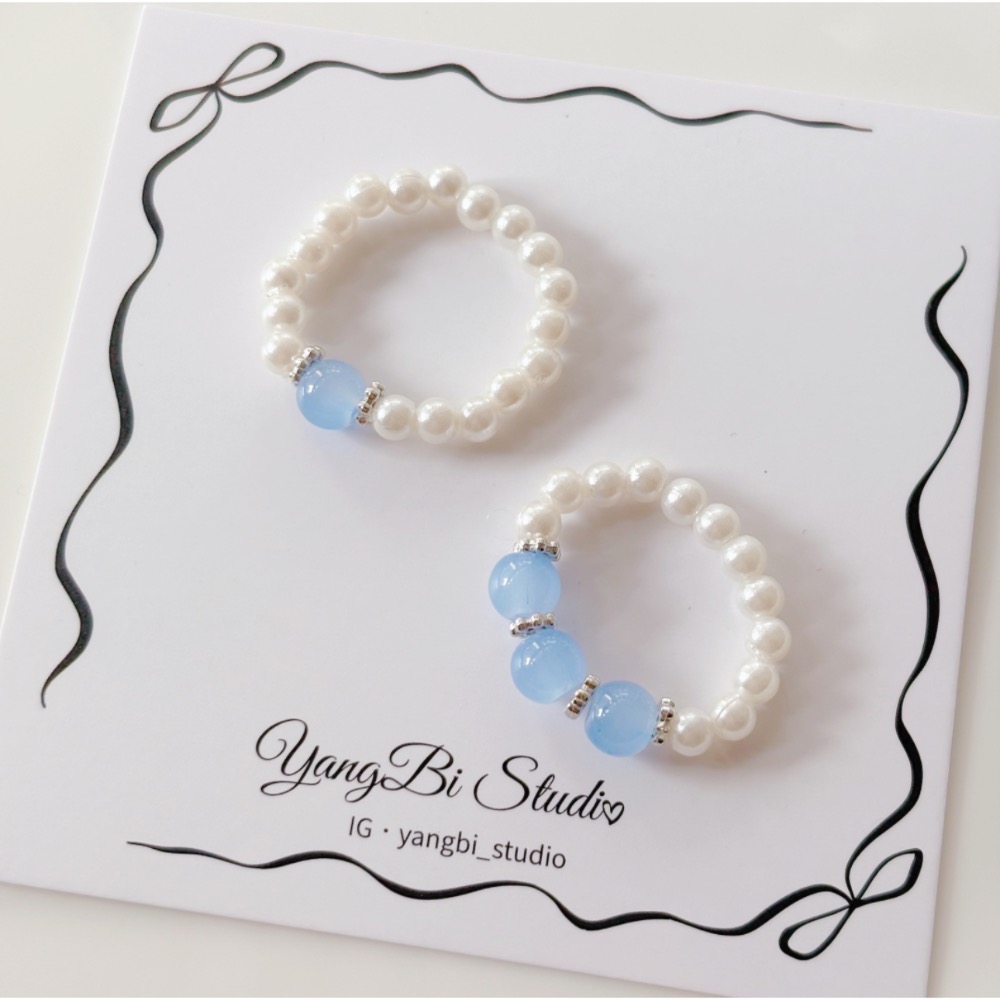 𝓨𝓪𝓷𝓰𝓑𝓲🕊️【海藍寶🩵珍珠串珠工藝戒指】 Y934-細節圖7