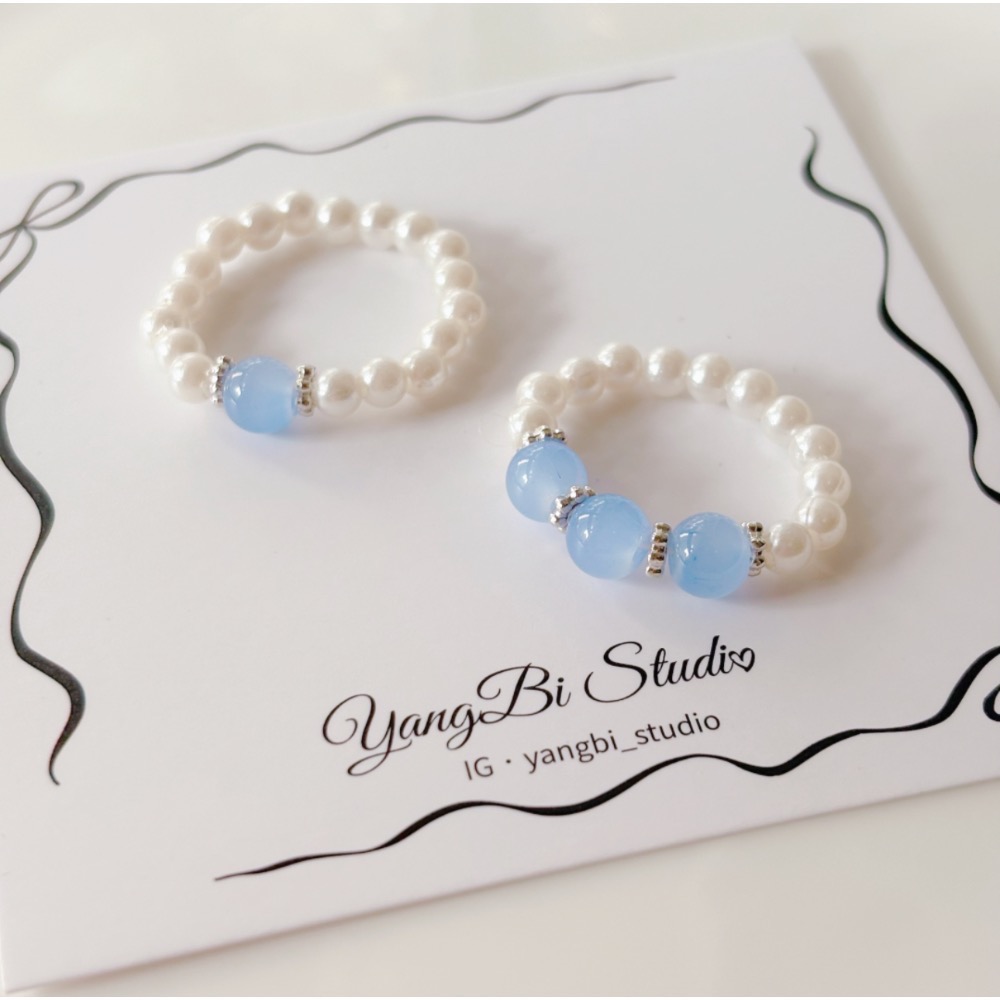 𝓨𝓪𝓷𝓰𝓑𝓲🕊️【海藍寶🩵珍珠串珠工藝戒指】 Y934-細節圖9