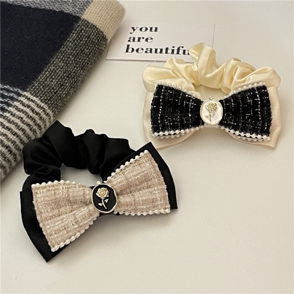 𝓨𝓪𝓷𝓰𝓑𝓲🕊️【法式珍珠毛呢玫瑰蝴蝶結大腸圈】V456-細節圖3