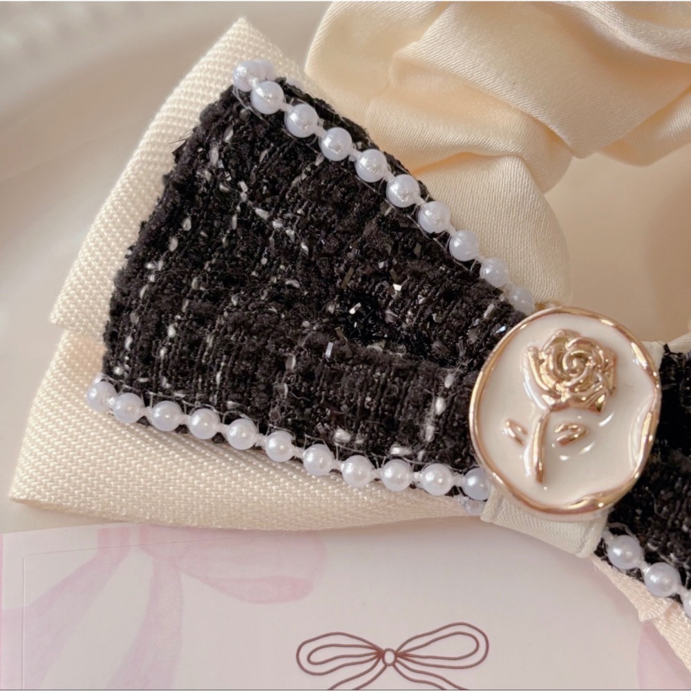 𝓨𝓪𝓷𝓰𝓑𝓲🕊️【法式珍珠毛呢玫瑰蝴蝶結大腸圈】V456-細節圖8