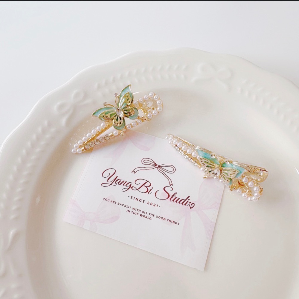 𝓨𝓪𝓷𝓰𝓑𝓲🕊️【高檔輕奢珍珠蝴蝶水鑽髮夾】瀏海夾 V459-細節圖2