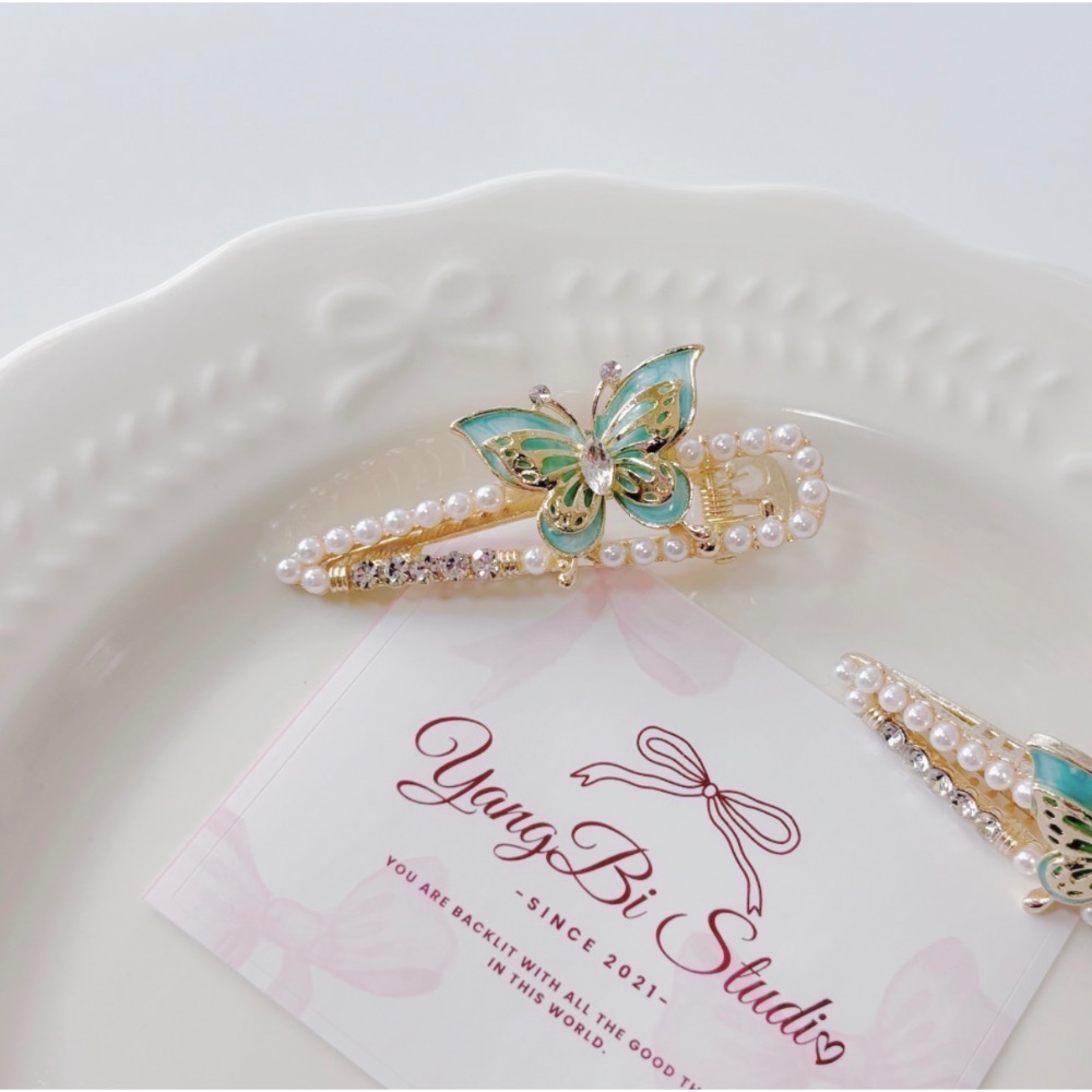 𝓨𝓪𝓷𝓰𝓑𝓲🕊️【高檔輕奢珍珠蝴蝶水鑽髮夾】瀏海夾 V459-細節圖3