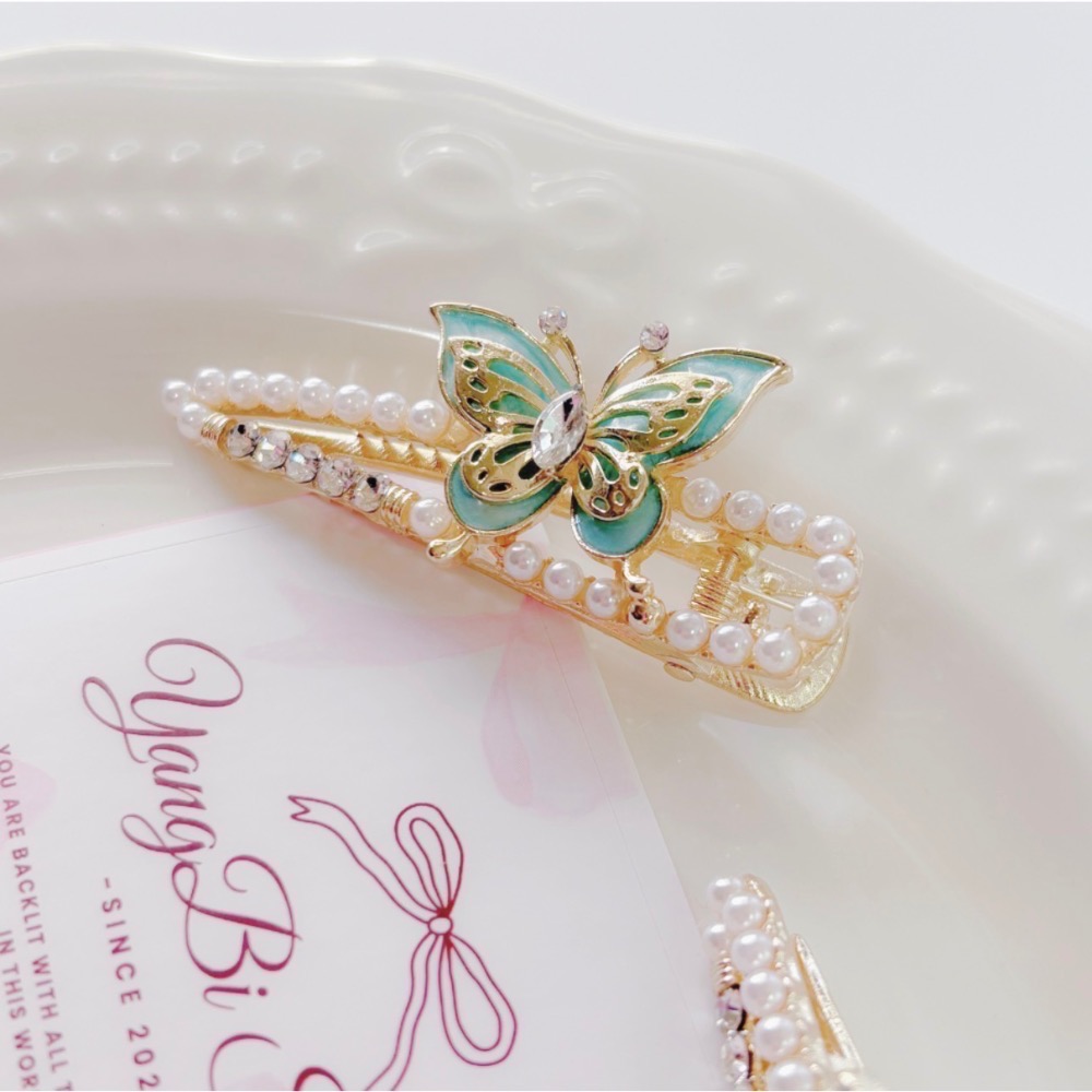 𝓨𝓪𝓷𝓰𝓑𝓲🕊️【高檔輕奢珍珠蝴蝶水鑽髮夾】瀏海夾 V459-細節圖4