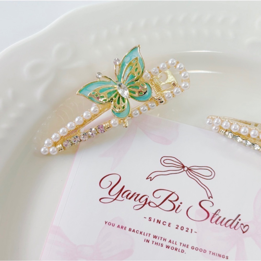 𝓨𝓪𝓷𝓰𝓑𝓲🕊️【高檔輕奢珍珠蝴蝶水鑽髮夾】瀏海夾 V459-細節圖5
