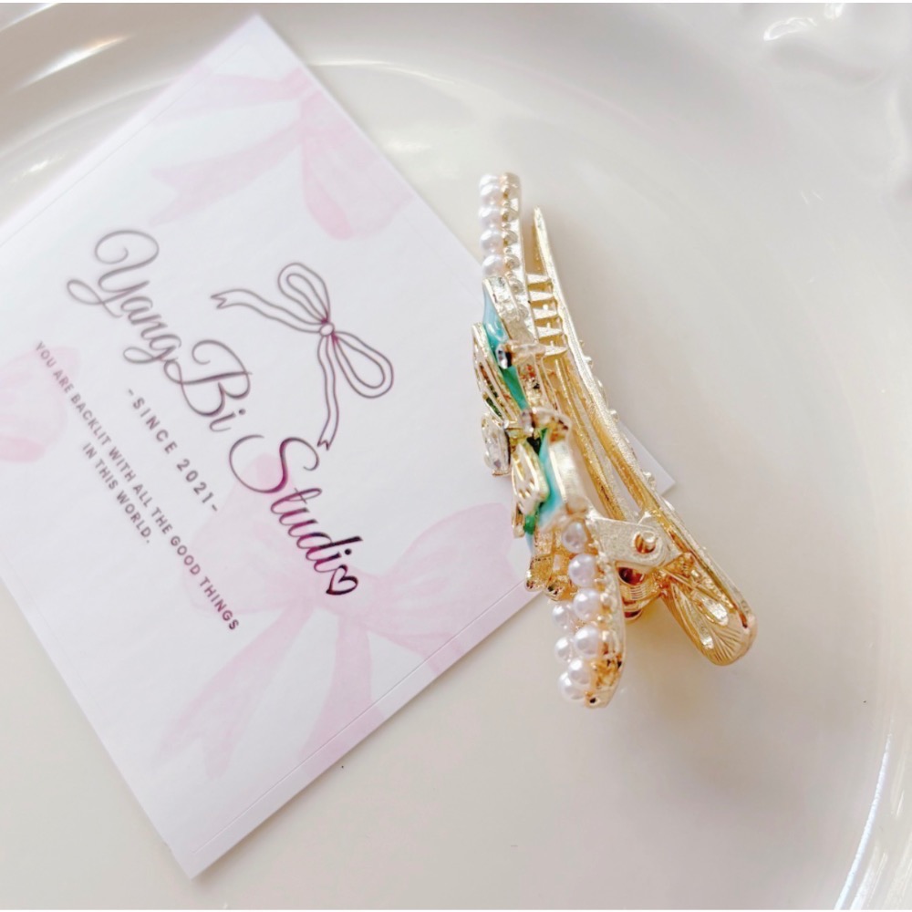 𝓨𝓪𝓷𝓰𝓑𝓲🕊️【高檔輕奢珍珠蝴蝶水鑽髮夾】瀏海夾 V459-細節圖6