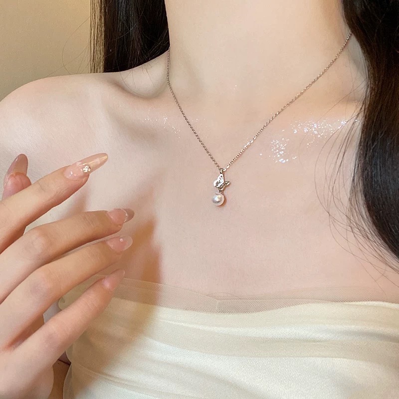 𝓨𝓪𝓷𝓰𝓑𝓲🕊️【韓系珍珠鏤空蝴蝶項鍊】 Y936-細節圖2