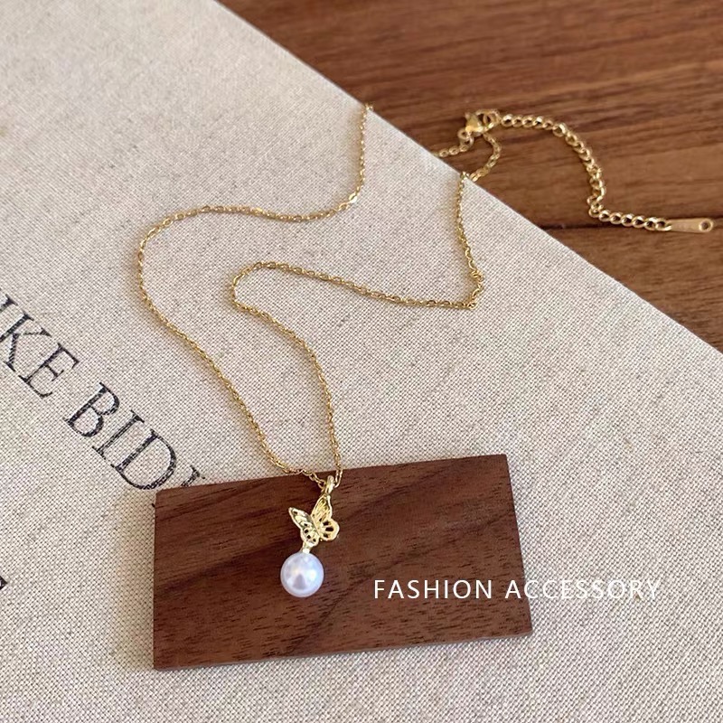 𝓨𝓪𝓷𝓰𝓑𝓲🕊️【韓系珍珠鏤空蝴蝶項鍊】 Y936-細節圖4