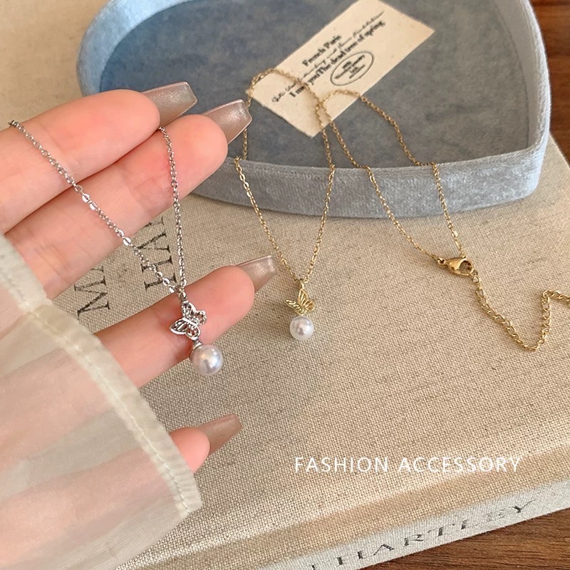 𝓨𝓪𝓷𝓰𝓑𝓲🕊️【韓系珍珠鏤空蝴蝶項鍊】 Y936-細節圖6