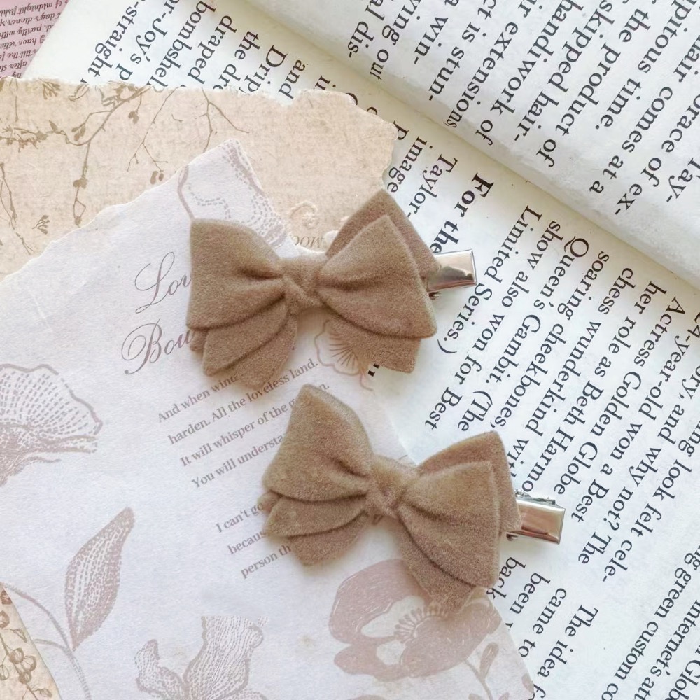 𝓨𝓪𝓷𝓰𝓑𝓲🕊️【韓系植絨摩卡奶咖造型蝴蝶結髮夾】【瀏海夾】 V461-細節圖4