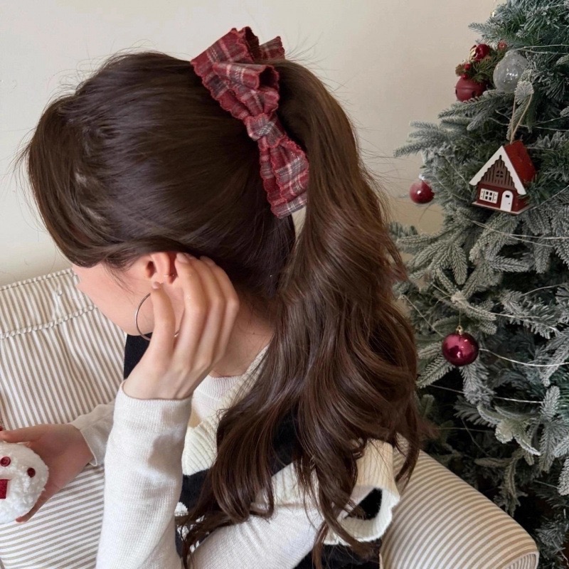 𝓨𝓪𝓷𝓰𝓑𝓲🕊️【波浪捲邊格紋蝴蝶結香蕉夾 扭扭夾】 V462-細節圖3