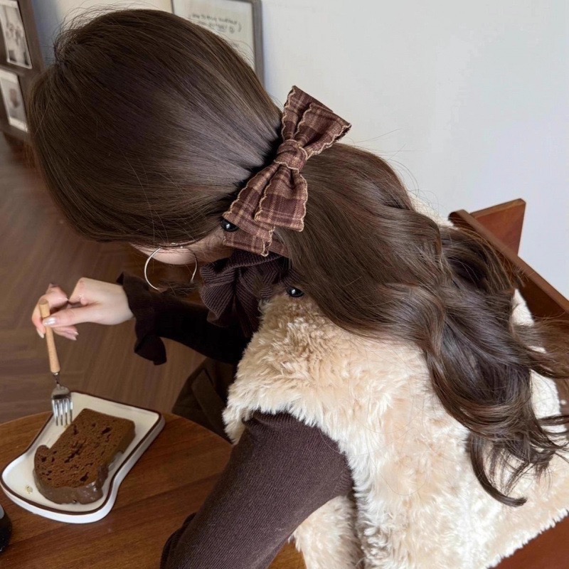 𝓨𝓪𝓷𝓰𝓑𝓲🕊️【波浪捲邊格紋蝴蝶結香蕉夾 扭扭夾】 V462-細節圖4