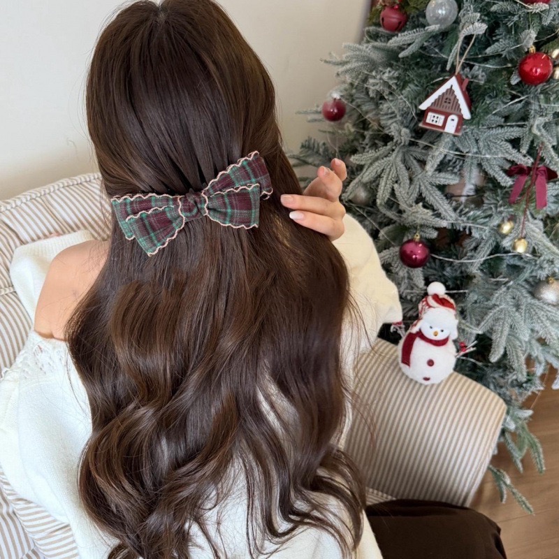 𝓨𝓪𝓷𝓰𝓑𝓲🕊️【波浪捲邊格紋蝴蝶結香蕉夾 扭扭夾】 V462-細節圖5