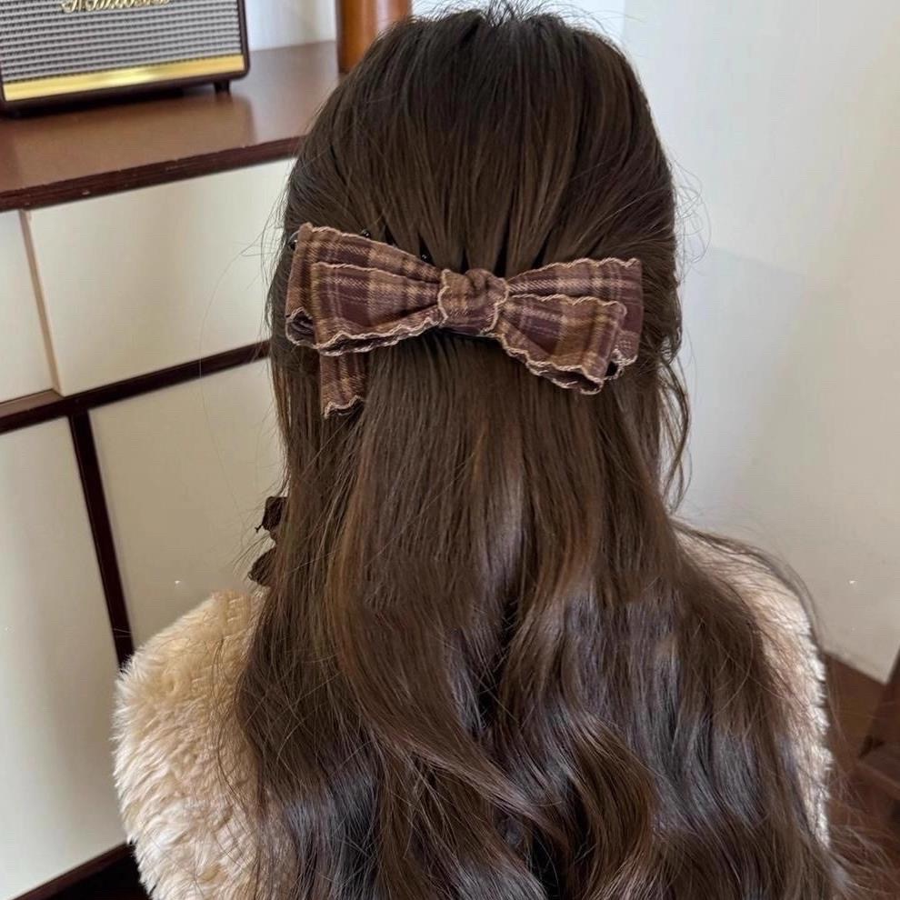 𝓨𝓪𝓷𝓰𝓑𝓲🕊️【波浪捲邊格紋蝴蝶結香蕉夾 扭扭夾】 V462-細節圖7