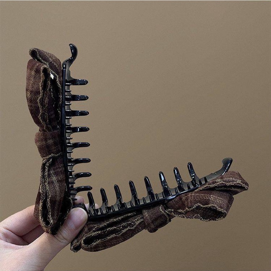 𝓨𝓪𝓷𝓰𝓑𝓲🕊️【波浪捲邊格紋蝴蝶結香蕉夾 扭扭夾】 V462-細節圖10