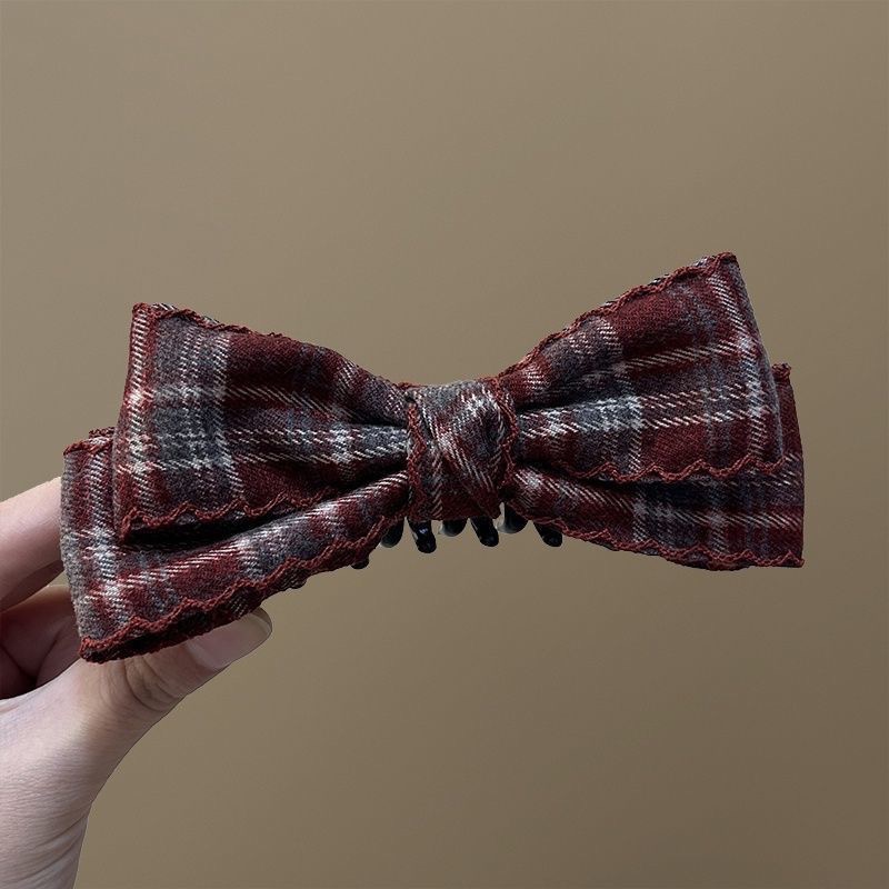 𝓨𝓪𝓷𝓰𝓑𝓲🕊️【波浪捲邊格紋蝴蝶結香蕉夾 扭扭夾】 V462-規格圖11