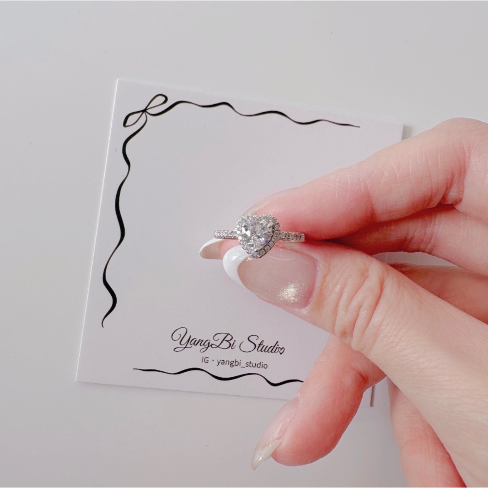 𝓨𝓪𝓷𝓰𝓑𝓲🕊️【手上自帶打光】925【爆閃滿鑽愛心戒指】浪漫氣質細戒 閃耀百搭 約會必備女生最愛Y941-細節圖3