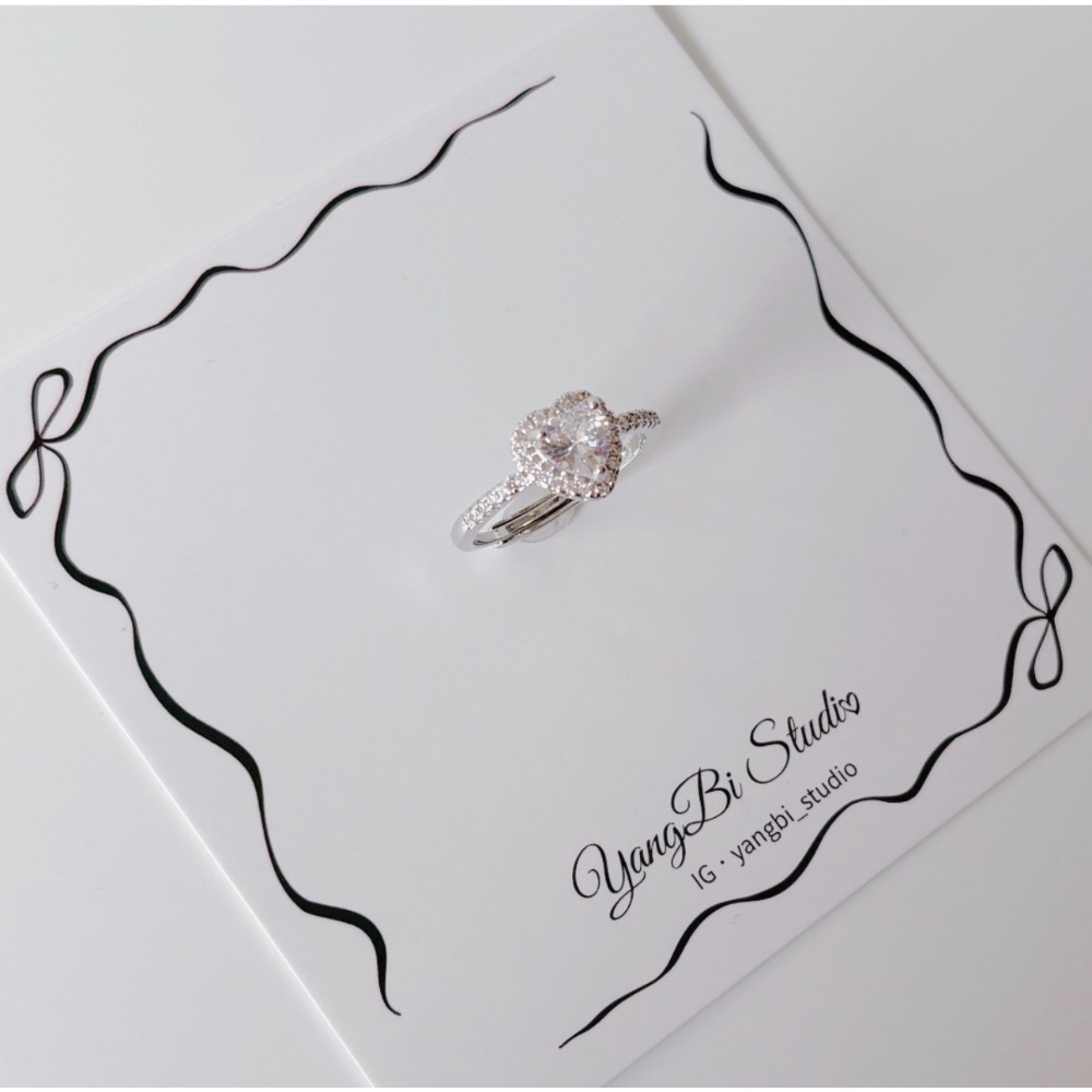 𝓨𝓪𝓷𝓰𝓑𝓲🕊️【手上自帶打光】925【爆閃滿鑽愛心戒指】浪漫氣質細戒 閃耀百搭 約會必備女生最愛Y941-細節圖4