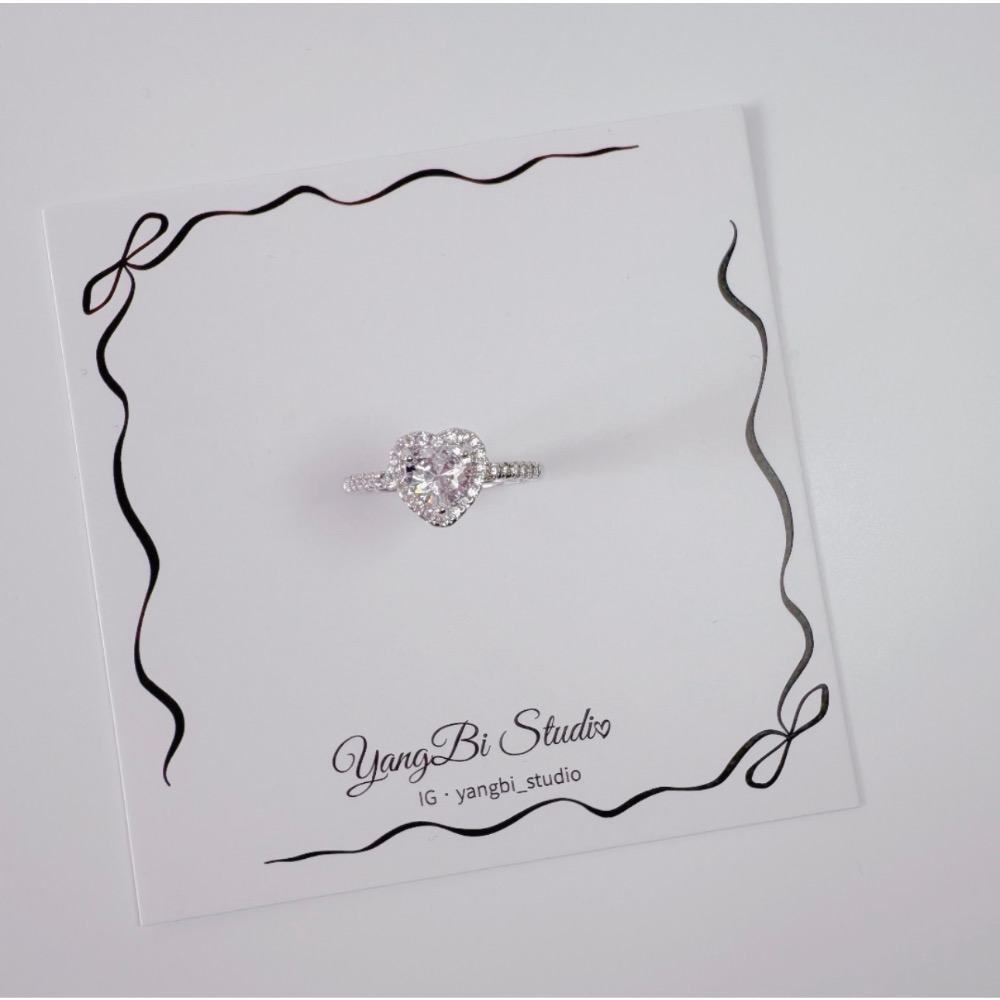 𝓨𝓪𝓷𝓰𝓑𝓲🕊️【手上自帶打光】925【爆閃滿鑽愛心戒指】浪漫氣質細戒 閃耀百搭 約會必備女生最愛Y941-細節圖7