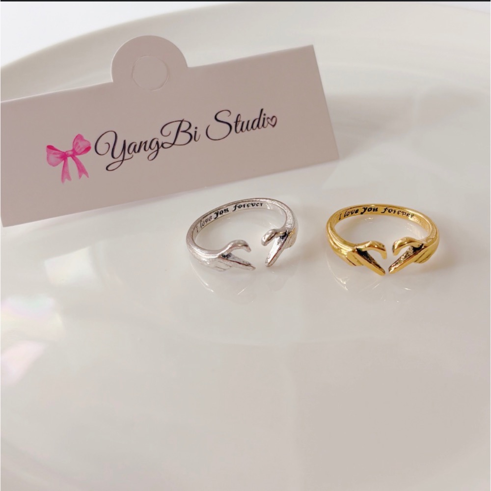 𝓨𝓪𝓷𝓰𝓑𝓲🕊️I love you forever【雙手比心戒指】洗舊戒指 定情戒指 告白戒指 Y942-細節圖3