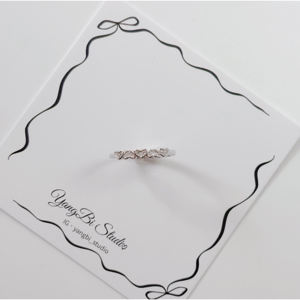 𝓨𝓪𝓷𝓰𝓑𝓲🕊️925純銀【韓系整排愛心細閃戒指】極細顯白氣質款 小紅書同款 Y945-細節圖6