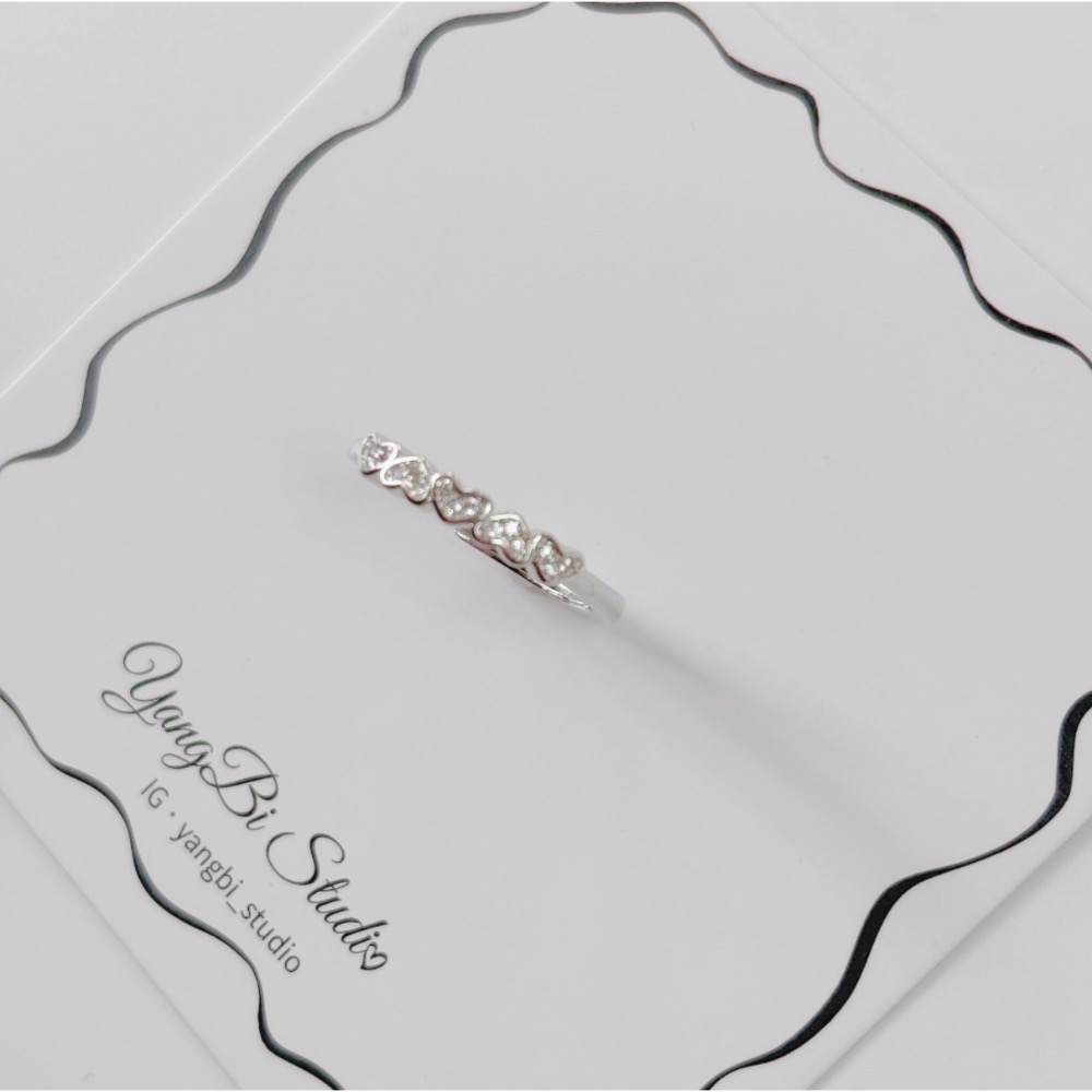 𝓨𝓪𝓷𝓰𝓑𝓲🕊️925純銀【韓系整排愛心細閃戒指】極細顯白氣質款 小紅書同款 Y945-細節圖9