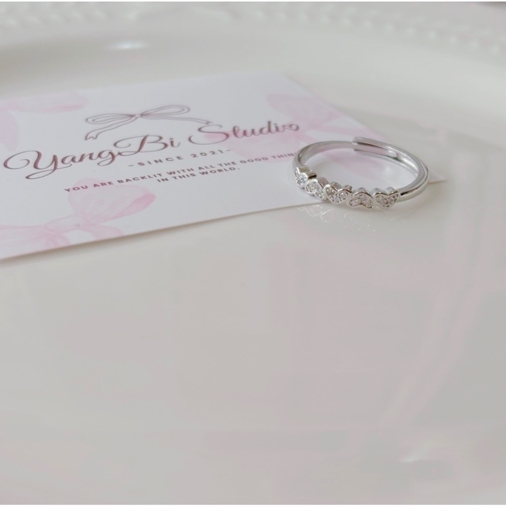 𝓨𝓪𝓷𝓰𝓑𝓲🕊️925純銀【韓系整排愛心細閃戒指】極細顯白氣質款 小紅書同款 Y945-細節圖11