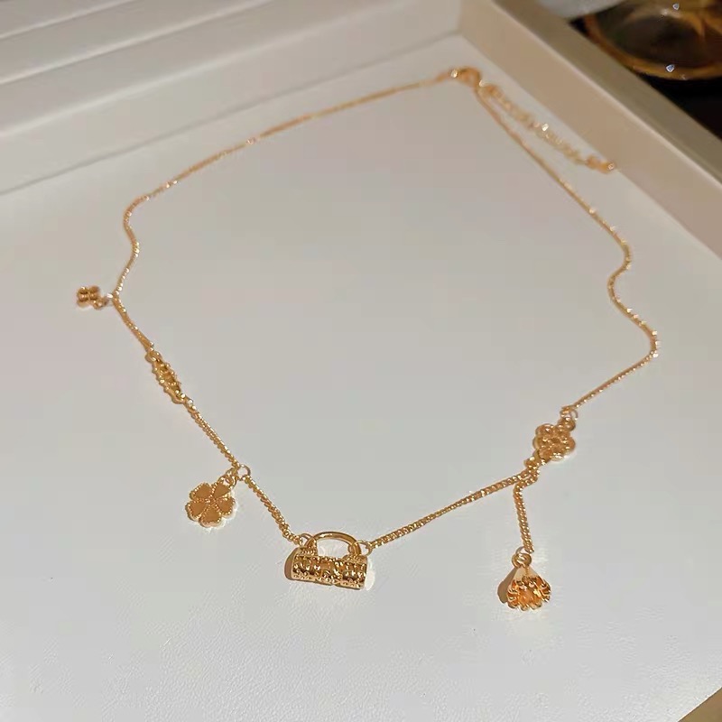 𝓨𝓪𝓷𝓰𝓑𝓲🕊️招好運【18K真金電鍍】【繁花幸運草流蘇平安鎖項鍊】 Y946-細節圖4